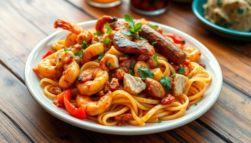 Cajun pasta with protein options