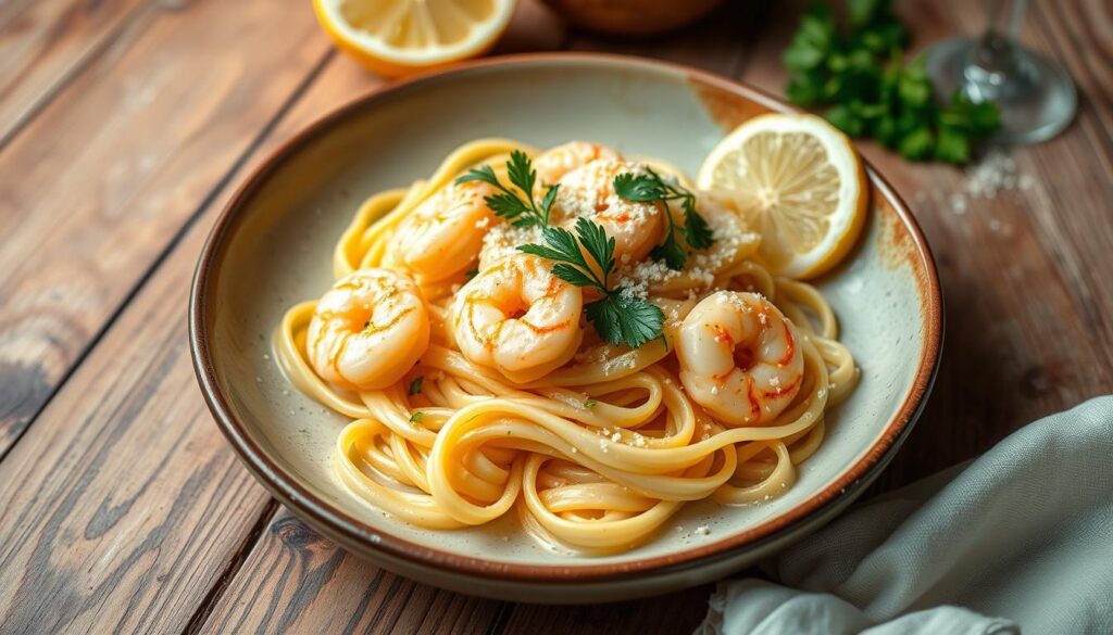 Creamy Lemon Shrimp Fettuccine