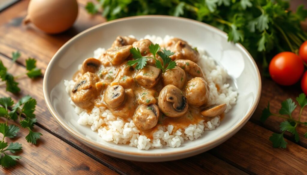 Creamy Mushroom Chicken and Rice