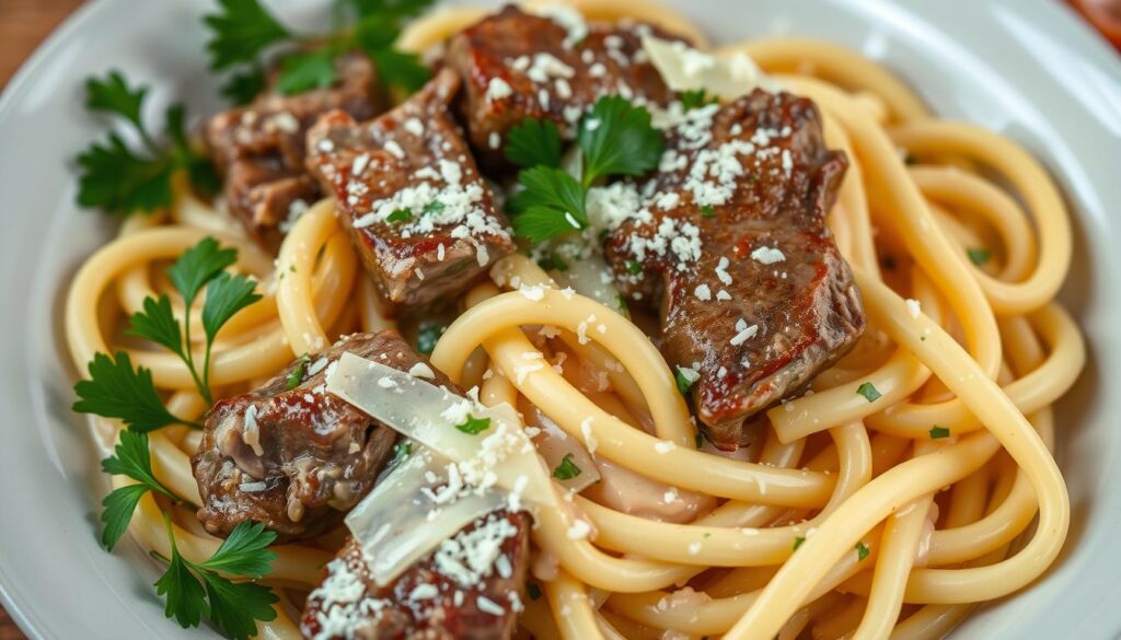 creamy steak pasta