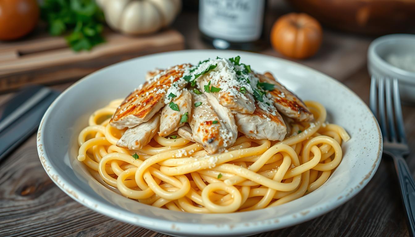 garlic parmesan chicken pasta​