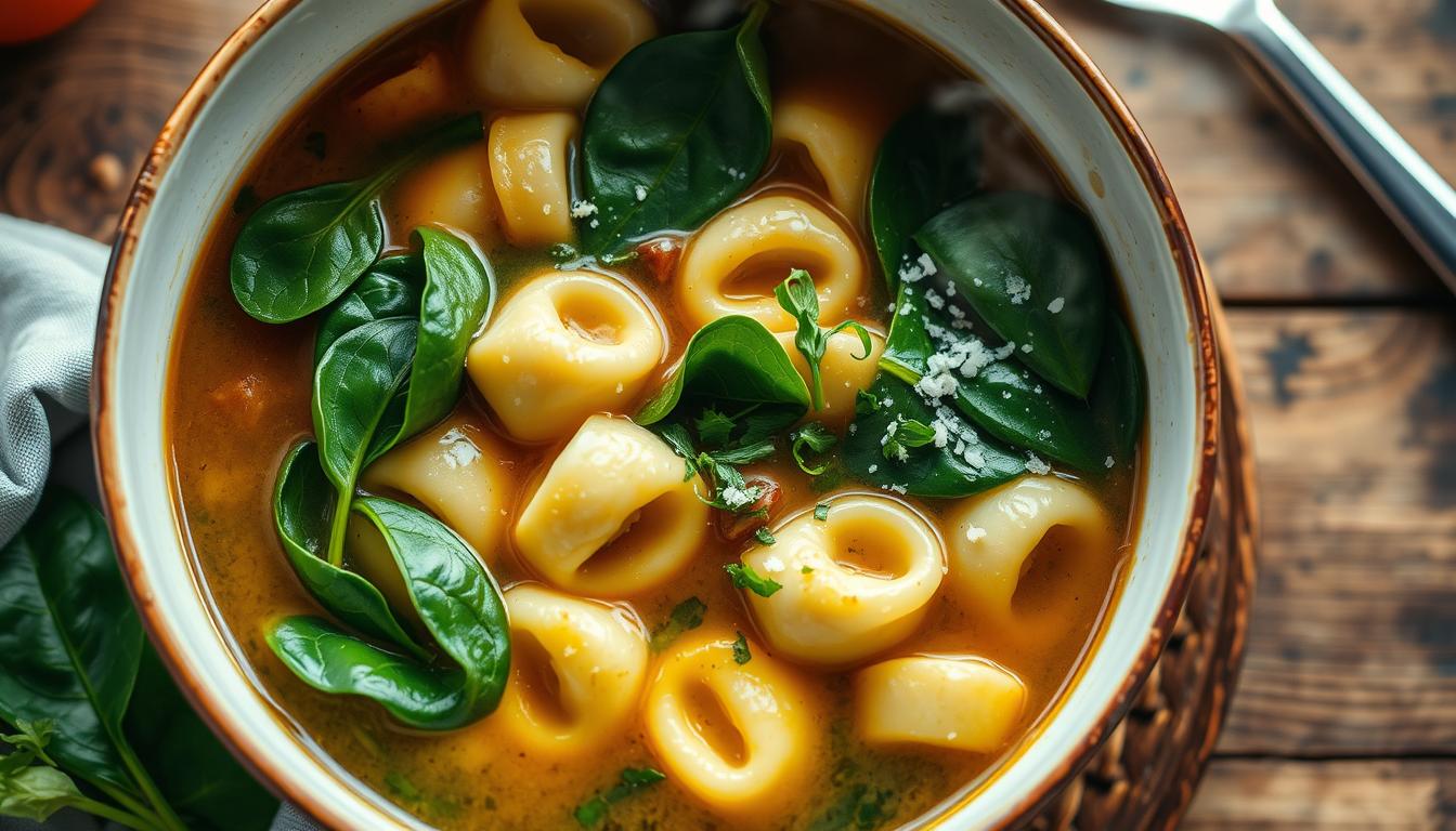 tortellini soup with spinach​